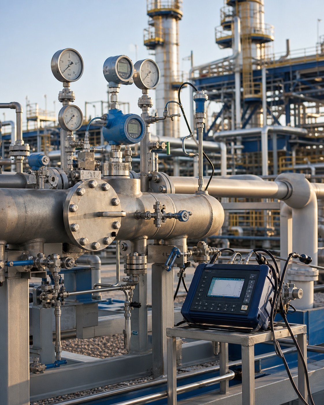 Inspection instruments installed on industrial station pipework